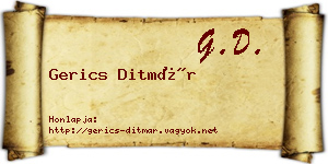 Gerics Ditmár névjegykártya